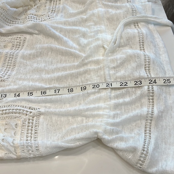 Lucky Brand White Peasant blouse. Size M. Tie waist. Open Embroidery - Picture 13 of 13
